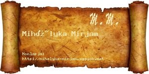 Mihályka Mirjam névjegykártya